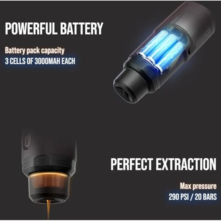 WACACO Pixapresso, Tragbare Kaffeemaschine mit 20 Bar Druck, 4 Kaffeesorten, 3 * 3000mAh Akku, Touchscreen und Schnelles Aufheizen – Bild 5
