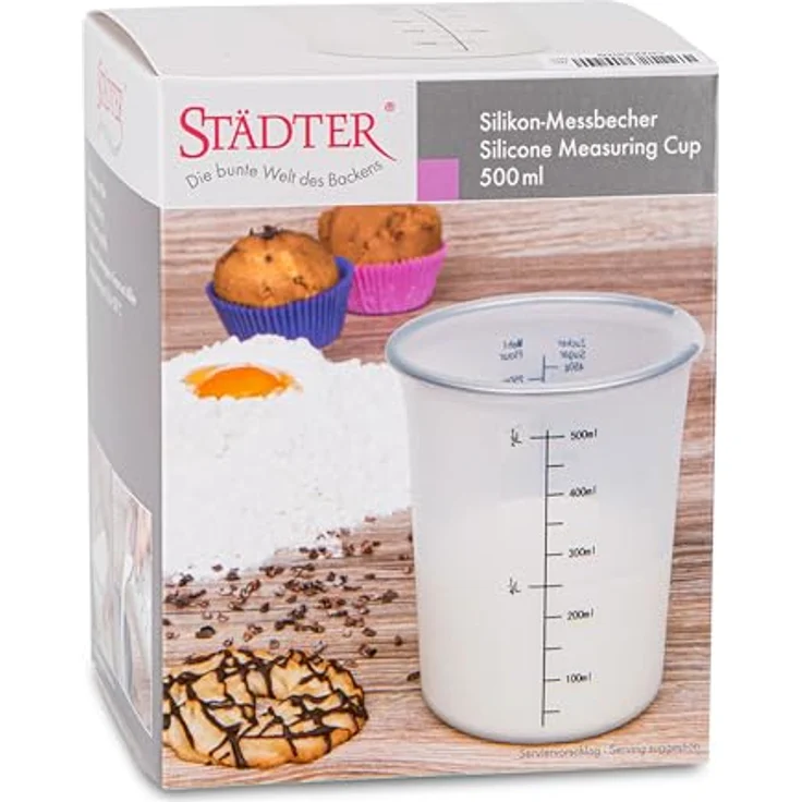 Städter Silikon Messbecher 500 ml, hitzebeständig und flexibel, grün – Bild 3
