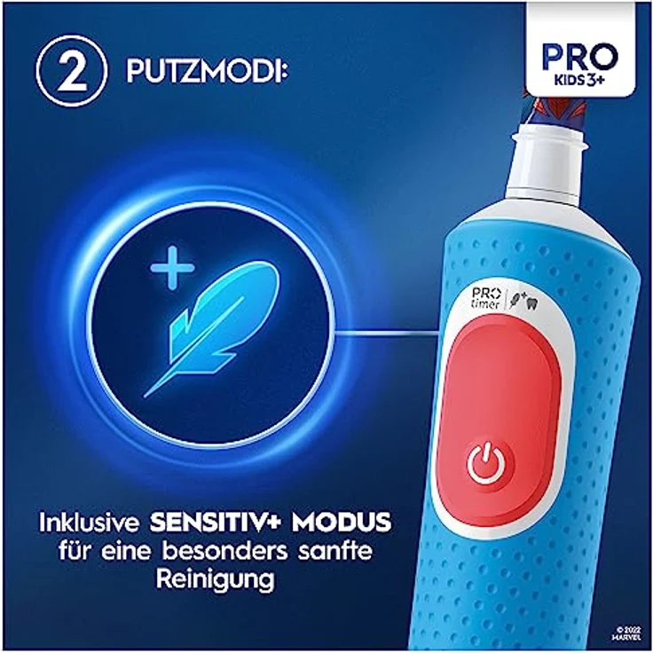 Oral-B Kids Pro 103 Spiderman Elektrische Zahnbürste/Electric Toothbrush für Kinder ab 3 Jahren, 2 Putzmodi für Zahnpflege, Reiseetui, extra weiche Borsten, 4 Sticker, blau (Design kann variieren) – Bild 5