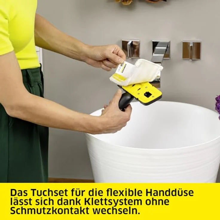 Kärcher Tuchset für flexible Handdüse (2.863-343.0), Hochwertiges Feinstfasertuch, Komfortables Klettsystem, Lasche am Tuch, blau – Bild 5
