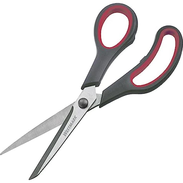 Westmark Haushaltsschere 21 cm – Allzweckschere ideal für das Schneiden von Kunststoff, Papier, Pappe und mehr – rostfreier Edelstahl, PP, TPR, schwarz, rot – Bild 1