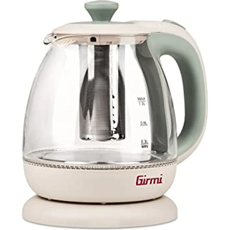 Girmi Wasserkocher + Teekanne BL41 aus Glas, 1100 W, schnurlos, 1 Liter, Wassergrün, BL4105, Teal – Bild 3