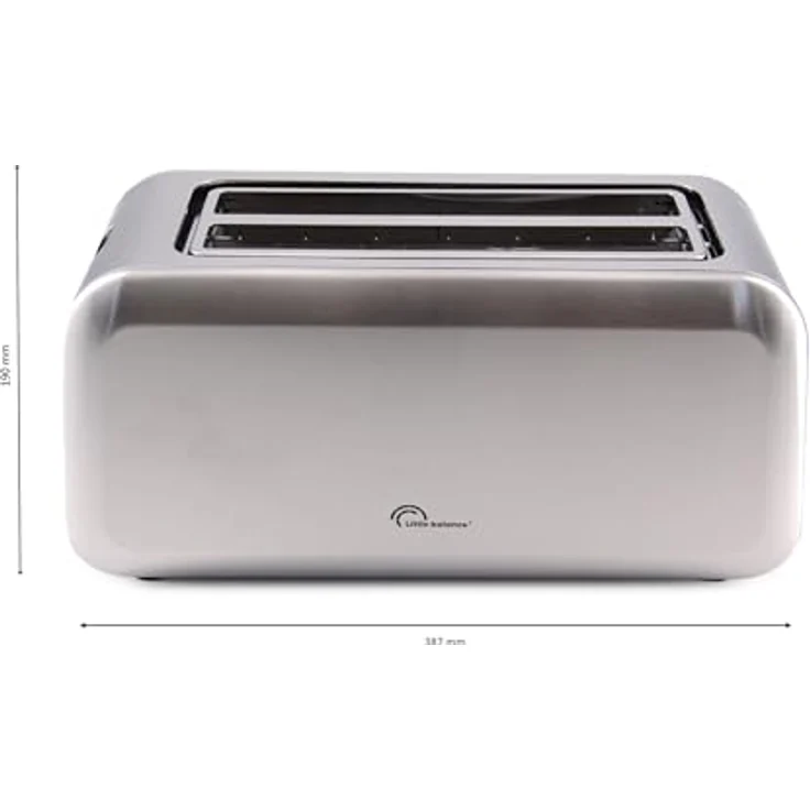 LITTLE BALANCE 8697 Dual Edelstahl Toaster, 2 lange Schlitze für 4 Brotscheiben, 1450 W, Krümelschublade, variable Breite, 7 Bräunungsstufen, elegantes Design – Bild 2