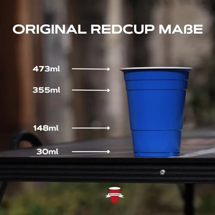 RedCupShop® Blue Cups, 25 blaue Partybecher & 4 Bälle, spülmaschinenfest, wiederverwendbar, 473ml, ideal für Beer Pong und Events – Bild 5