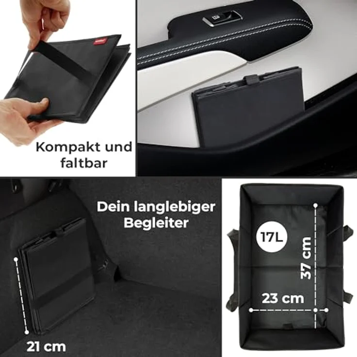 achilles Einkaufstasche Smart-Box, faltbar, wiederverwendbare Tragetasche, 17 Liter, schwarz, 37 cm x 23 cm x 21 cm – Bild 4