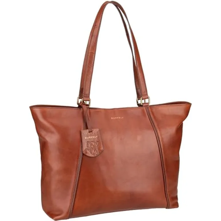 Burkely Fine Florence Shopper Tasche, Leder mit Laptopfach 37 cm, braun