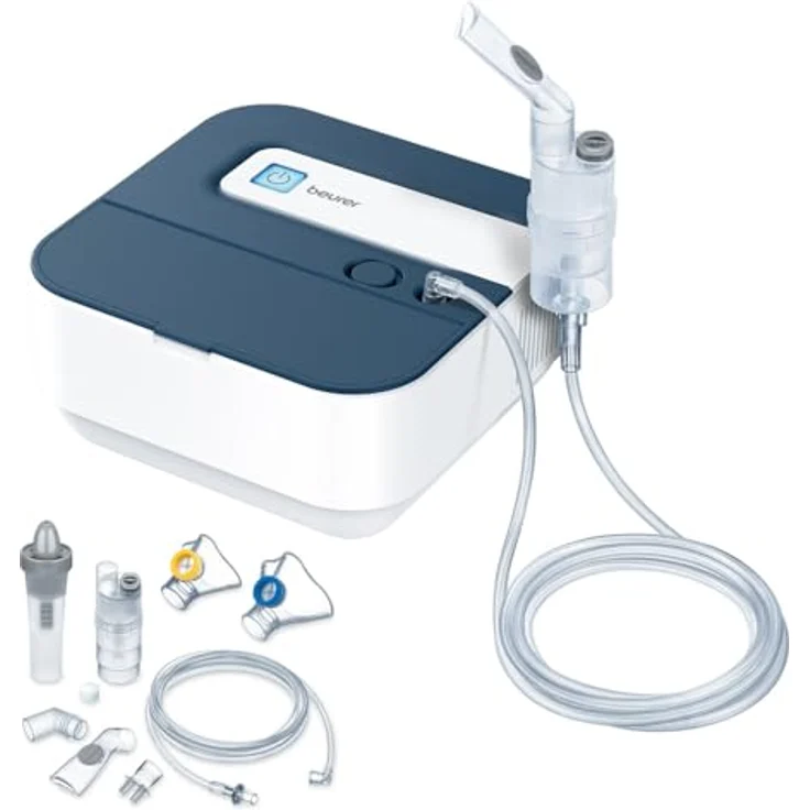 Beurer IH 28 Pro Inhalator, Verneblerset mit hochwertigen Silikonmasken & Nasendusche, mit Kompressor-Drucklufttechnologie und hoher Vernebelungsleistung zur Atemwegstherapie, für Kinder & Erwachsene – Bild 1