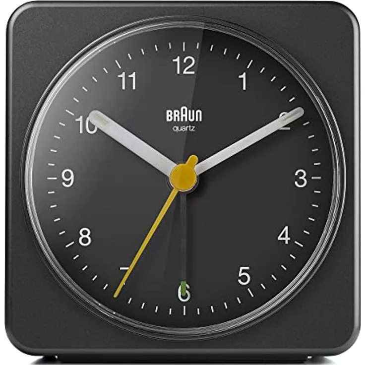 Braun BC03B, klassischer analoger Wecker mit Schlummerfunktion, Crescendo-Alarm und beleuchtetem Ziffernblatt, schwarz – Bild 1
