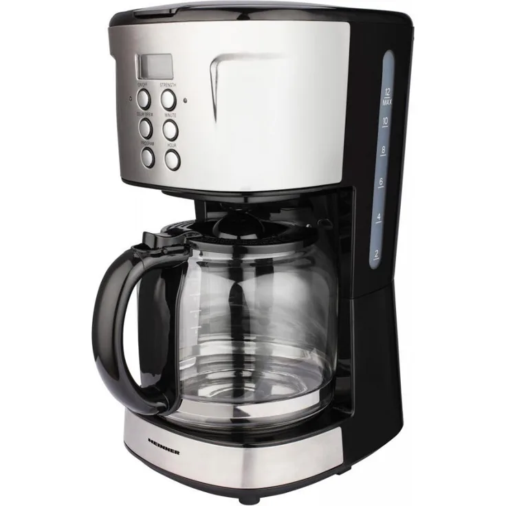 Heinner HCM-D915BKS, Filterkaffeemaschine mit 1,5 l Fassungsvermögen, 900 W, Schwarz und Edelstahl, mit LCD-Anzeige und Warmhaltefunktion