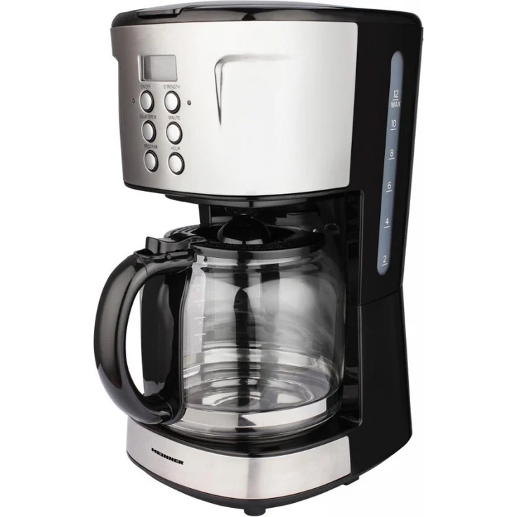 Heinner HCM-D915BKS, Filterkaffeemaschine mit 1,5 l Fassungsvermögen, 900 W, Schwarz und Edelstahl, mit LCD-Anzeige und Warmhaltefunktion