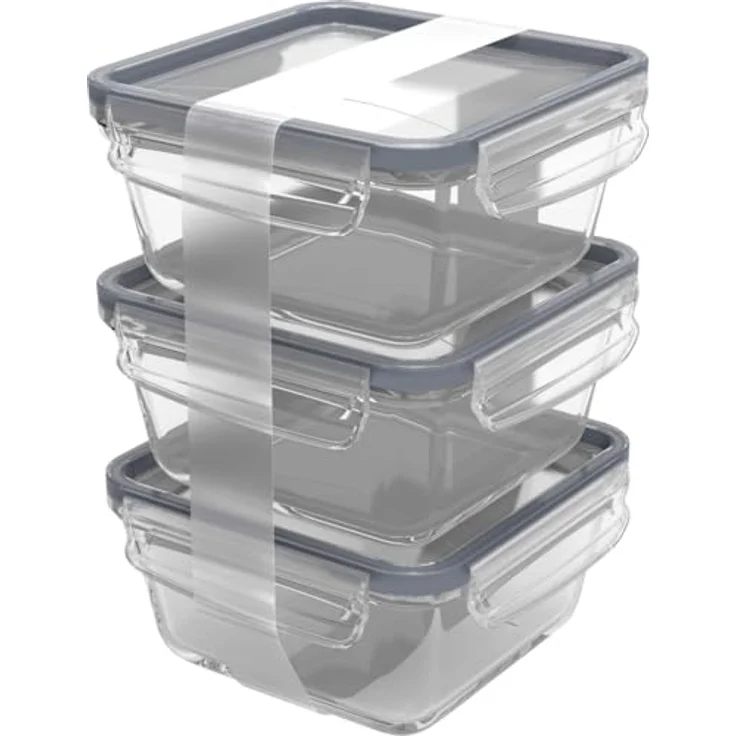 Rotho Kühlschrankdose Glas CLIC & LOCK 0,75 L, 3er Set, horizon blau, backofen- und mikrowellenfest – Bild 5