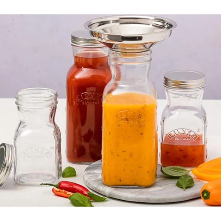 Kilner Saucenflasche, Einmachglas aus Kalknatronglas, transparent mit Schraubverschluss für Fruchtsäfte und Saucen – Bild 2