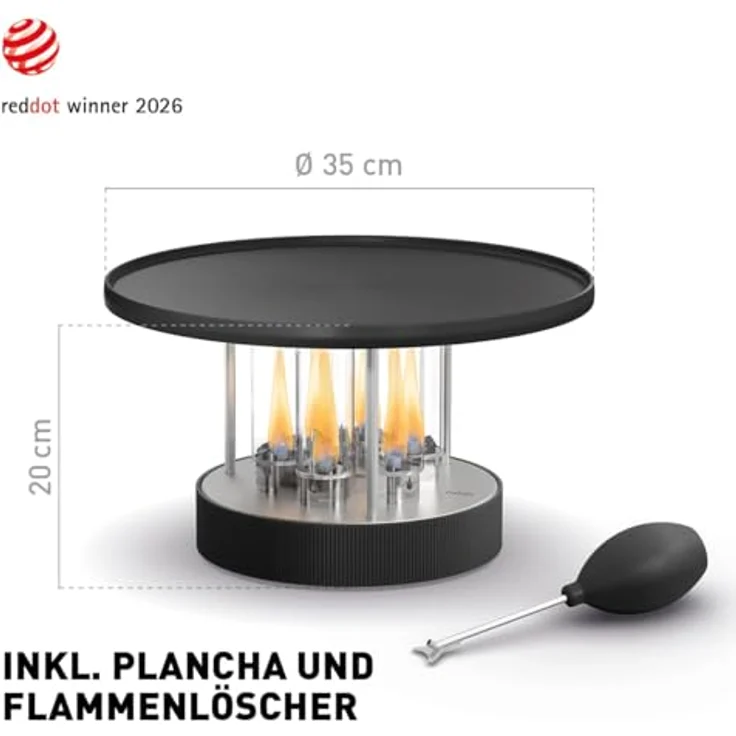 höfats CIRCLE 35 Tischgrill, Indoor & Outdoor Bioethanol Planchagrill mit flexibler Temperaturkontrolle und emaillierter Gusseisen-Grillplatte – Bild 2