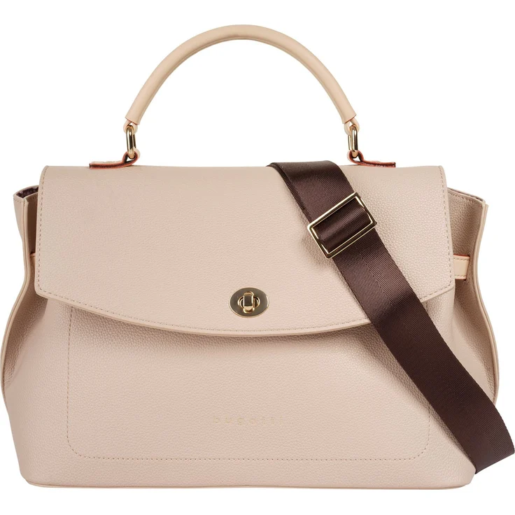 bugatti Umhängetasche ELLA, elegante Handtasche mit kontrastfarbenen Raffungen, goldener Drehverschluss und verstärktem Boden, schwarz – Bild 1