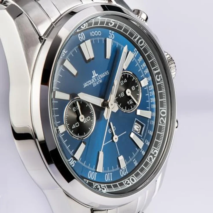 JACQUES LEMANS Herrenuhr Chronograph Liverpool Serie mit Ziffernblatt und Sonnenschliff, 1-2117ZC, sportliches Design, 2 Jahre Garantie – Bild 4
