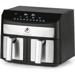 KOCHWERK Doppelkammer Heißluftfritteuse 7 L | Digitaler Edelstahl Airfryer mit Touchscreen & 10 Programmen | Frittieren von Speisen ohne Öl - fettarm | Smart-Cook Funktion | 2400 W