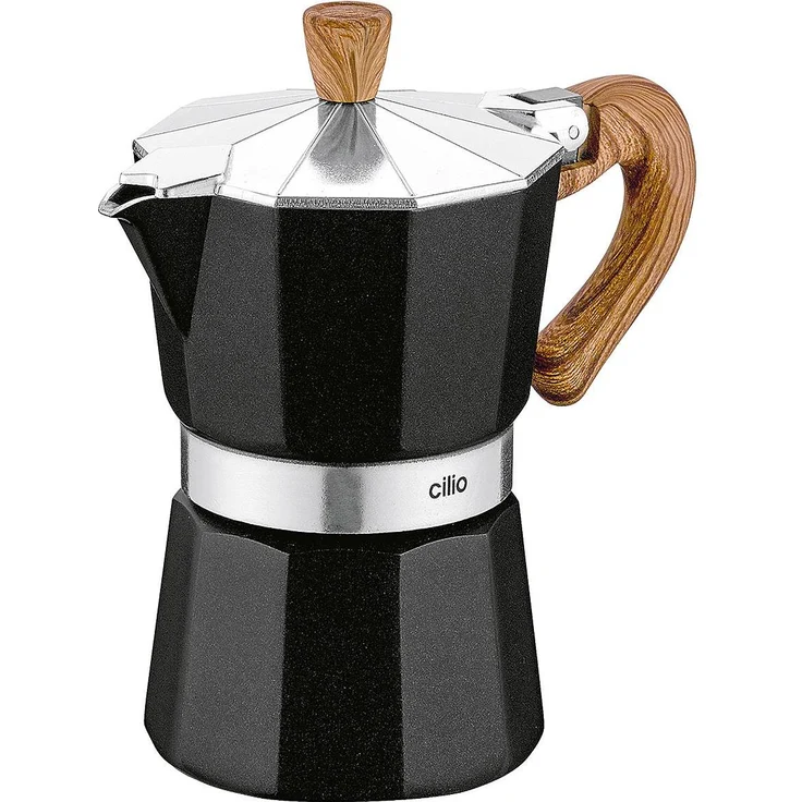 Cilio Espressokocher 'Classico Natura' 3 Tassen, Espressokanne, Schwarz, Silber – Bild 1