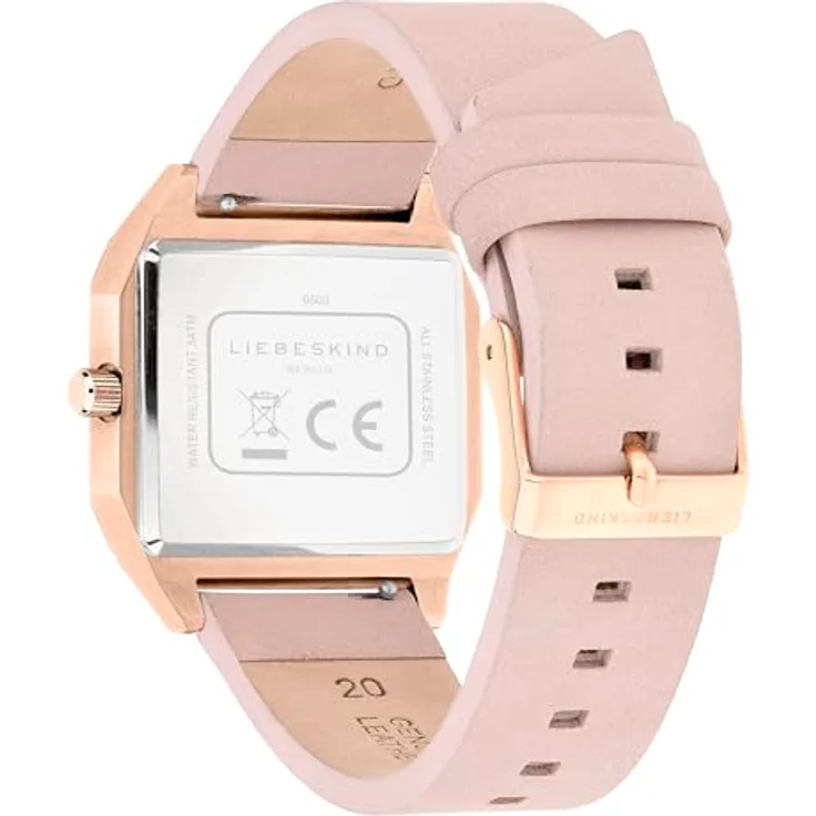 LIEBESKIND Damen Analog Quarz Uhr LT-0503-LQ, Edelstahlgehäuse roségold mattiert, Lederband, wasserdicht bis 3 bar – Bild 4