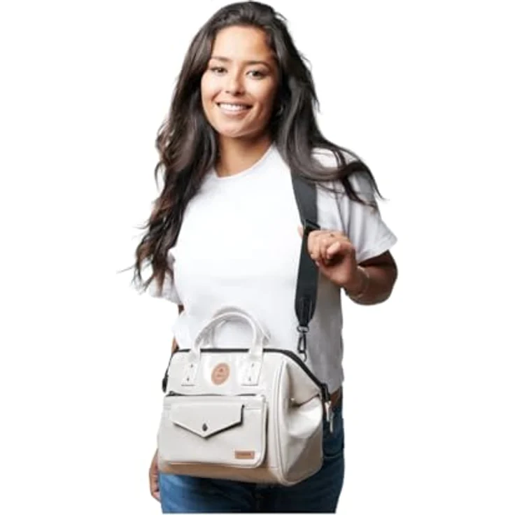 CABAIA Umhängetasche Crossbody M, aus recyceltem Polyamid, mit zwei Griffe und abnehmbarem Schulterriemen, grün – Bild 2