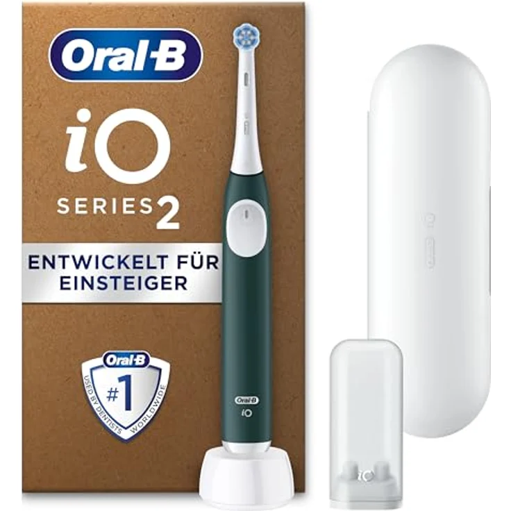Oral-B iO Series 2 Elektrische Zahnbürste, 3 Putzmodi, Magnet-Technologie, Designed by Braun, Forest Green – Bild 1
