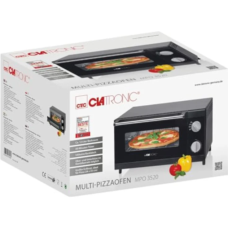 Clatronic Multi-Pizza-Ofen MPO 3520, Ober- und Unterhitze im Kombibetrieb möglich, 12 Liter Backraum, schwarz – Bild 6