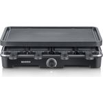 SEVERIN RG 9670 Raclette-Grill, Tischgrill für bis zu 8 Personen, 1.400 W Leistung, schwarz, mit Keramik- & Antihaftbeschichtung und 8 Raclette Pfännchen