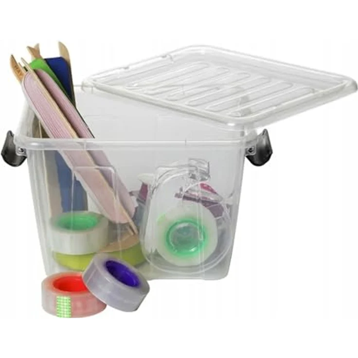Plast Team Home Box Aufbewahrungsbox mit Deckel und Klickverschluss, stapelbar, transparent grau, 7,7L – Bild 4
