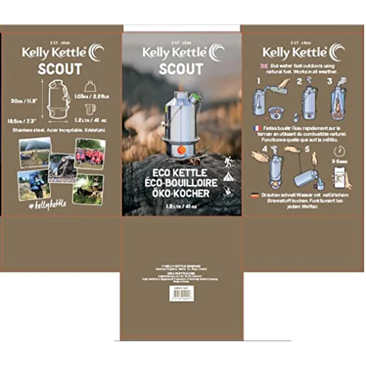 Kelly Kettle Medium Scout, Wasserkocher aus doppelwandigem Edelstahl mit Pfeife, Silber, für Heißgetränke und Mahlzeiten bei jedem Wetter – Bild 10