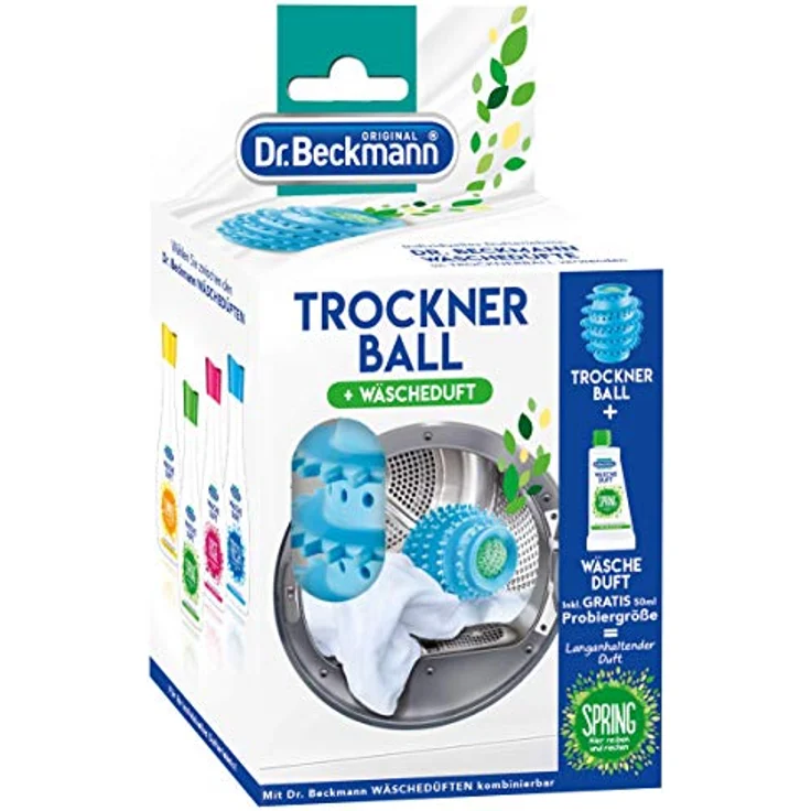Dr. Beckmann Trockner Ball, mit Wäscheduft Probiergröße (1 Stück + 50 ml) – Bild 4