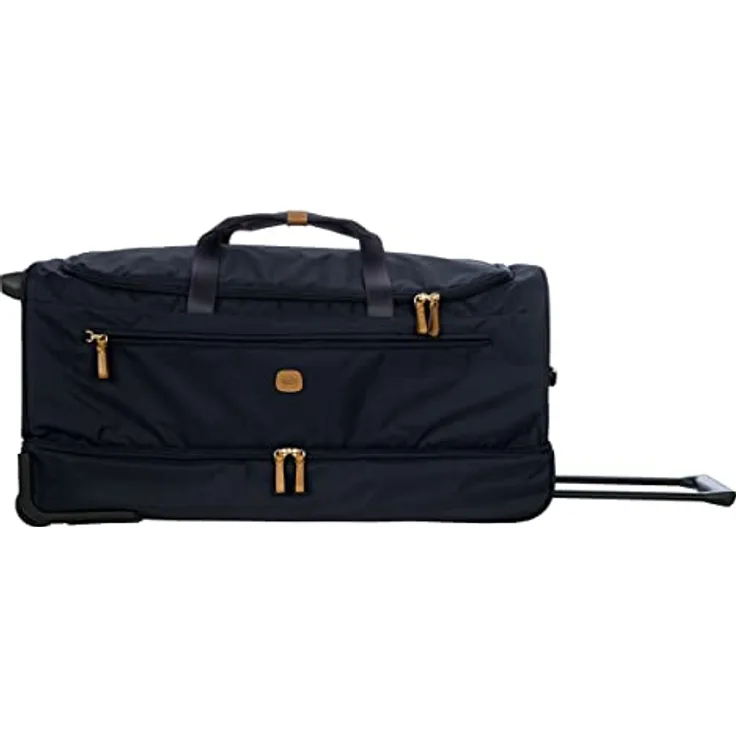Brics, Koffer, Bric's Reisetasche mit Rollen X-Travel 42522, Blau, (100 l, XL) - Recyceltes Nylon, Feine Lederdetails, Umweltfreundlich und mit italienischem Flair