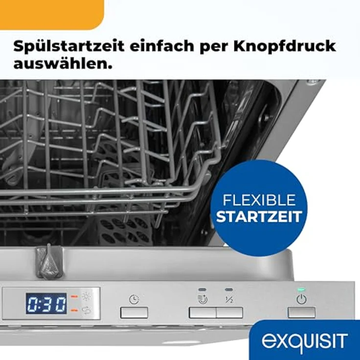 Exquisit EGSP52109-E-030E Geschirrspüler, 9 Maßgedecke, 6 Programme, kompakt, freistehend, Silber, Startzeitverzögerung, Intensiv-Modus, 45 cm – Bild 8
