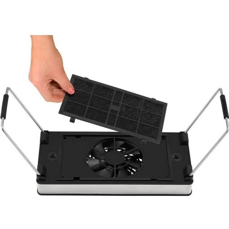 Unold 48785 Raclette Smokeless mit Dunstabzugshaube, 8 Pfännchen, 1200 Watt, antihaftbeschichtet, Grillplatte aus Druckguss-Aluminium, schwarz, edelstahl – Bild 6