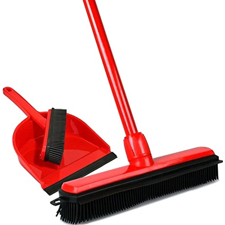 BawiTec Gummibesen Set, 3-teilig mit Teleskopstiel (80-140cm), ideal für Tierhaare und Flusen auf glatten Böden, inkl. Handfeger und Kehrschaufel, hergestellt in Deutschland – Bild 5