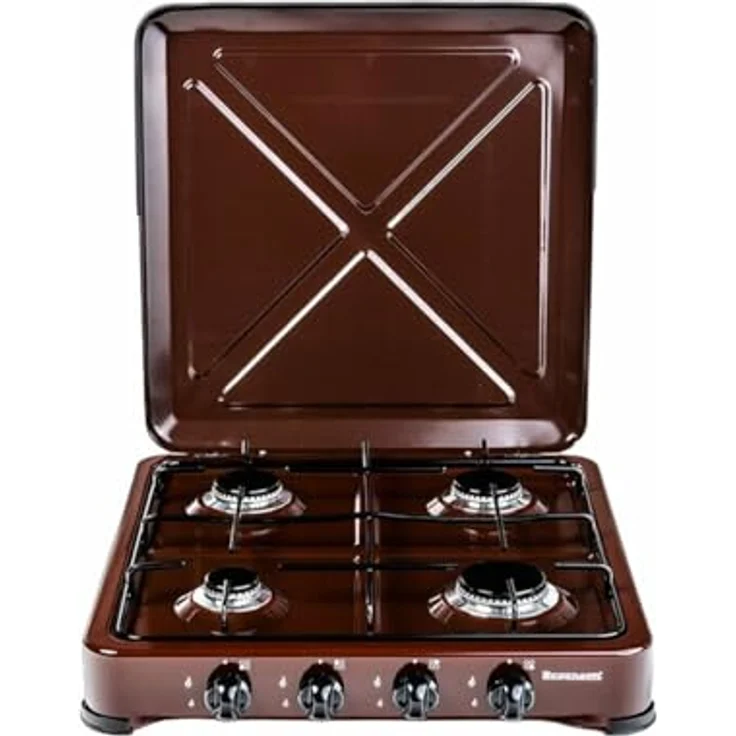 Ravanson Campingkocher K-04BR, 4-flammige Gas Kochplatte mit 6,46 kW, Braun – Bild 1
