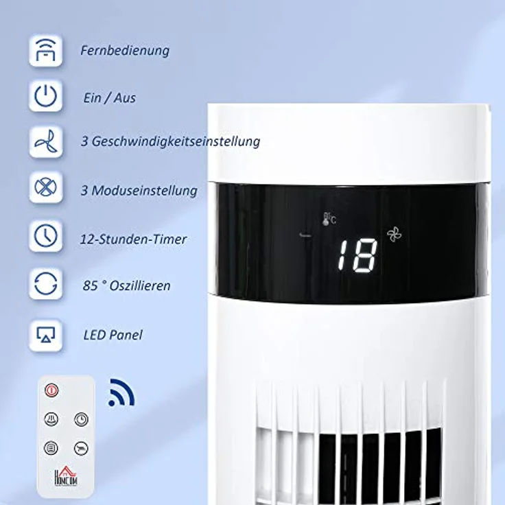 HOMCOM Standventilator Turmventilator mit Fernsteuerung – Bild 4