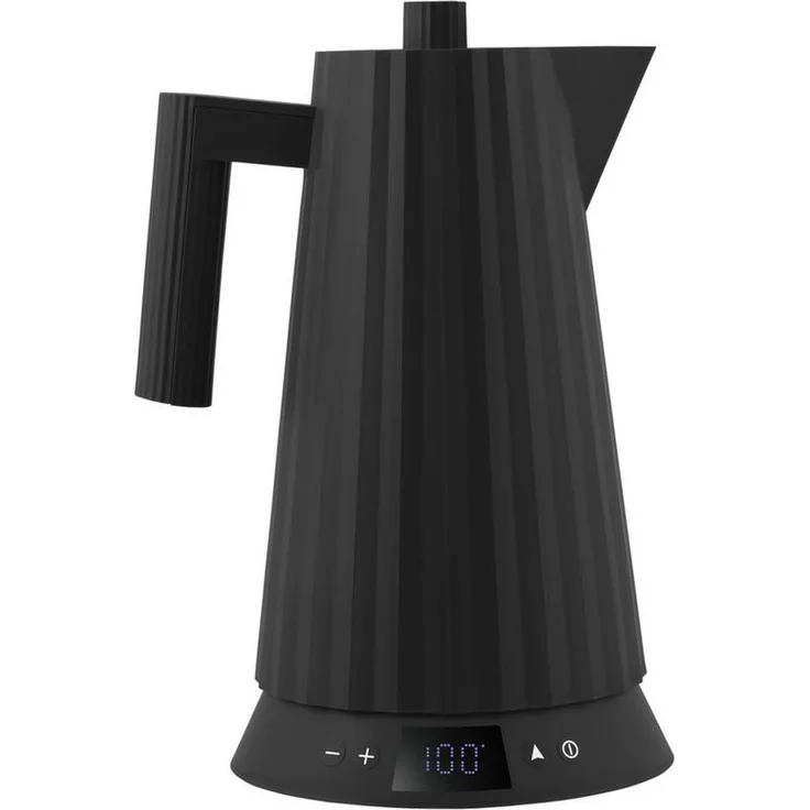 Alessi Wasserkocher Plissé 1.7l, einstellbar - Mit Temperaturregler von 30°C bis 100°C und Display, Schwarz