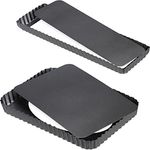 Relaxdays Tarteform, 2er Set, mit Hebeboden, antihaftbeschichtet, 2 Größen, rechteckig & länglich, Quicheform, anthrazit