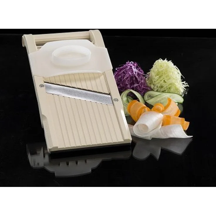 Benriner Mandoline Hobel, japanische Edelstahlklinge, BPA-frei, Beige Jumbo-Schneider, Beige Japanese Stainless Steel Blade beige – Bild 11