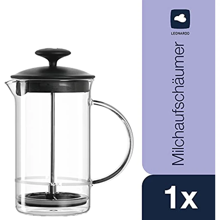Leonardo Milchaufschäumer Caffè per me, 3-teiliges Set, hitzebeständiges Glas, 025508 – Bild 3