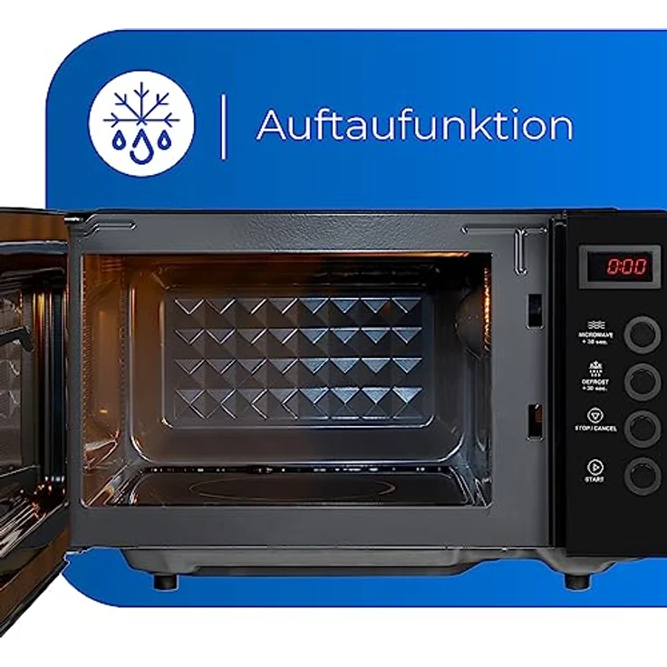 Exquisit Mikrowelle MW7020-F-030DI schwarz | Flatbed | Microwellengerät 700 Watt | Timer | 20 Liter | Mikrowelle klein und platzsparend | 5 Leistungsstufen – Bild 3