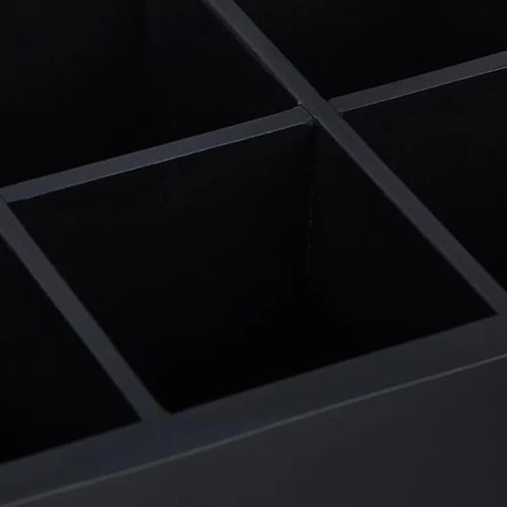 relaxdays Teebox schwarze Teebox aus Bambus, 6 Fächer für Teebeutel, staubgeschützt mit transparentem Fenster – Bild 8