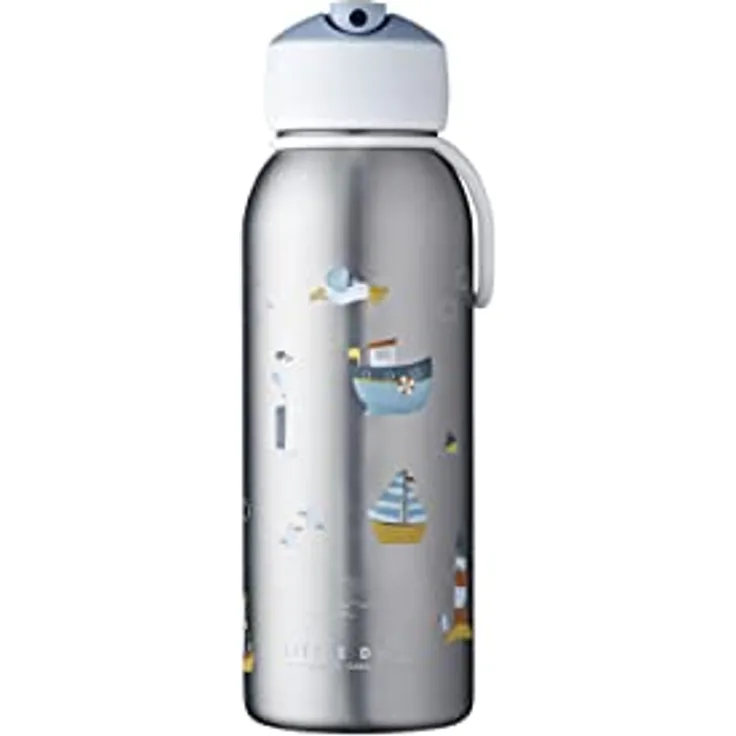 Mepal - Thermoflasche Flip-Up Campus - Isolierte Trinkflaschen Little Dutch - Edelstahl Thermosflasche - 9 Stunden heiß & 12 Stunden kalt - BPA-frei - 350 ml - Sailors Bay