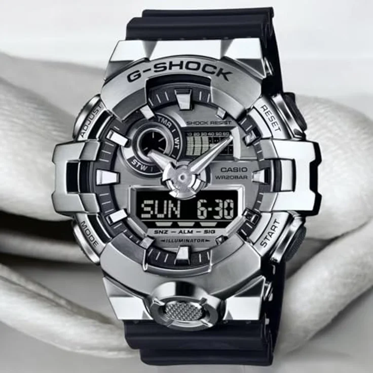 Casio G-Shock G-Steel Herrenuhr Schwarz/Stahl GM-700-1AER, Quarzwerk, Kunststoffarmband – Bild 3