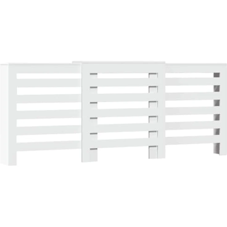 vidaXL Heizkörperverkleidung Weiß, Holzwerkstoff, moderne Latten-Design, 205x21,5x83,5 cm – Bild 1