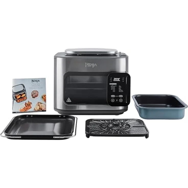 Ninja Combi 12-in-1 Multikocher, Ofen & Heißluftfritteuse, 12 Kochfunktionen, Air Fryer & Grillen Zubereitung in 15 Min*, mit Backblech, Pfanne, Crisper Gittereinsatz, Rezeptanleitung, Grau, SFP700EU. – Bild 1