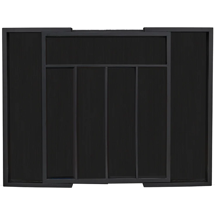 relaxdays Besteckkasten Ausziehbarer Besteckkasten Bambus, 7 Fächer für mehr Ordnung, Schwarz