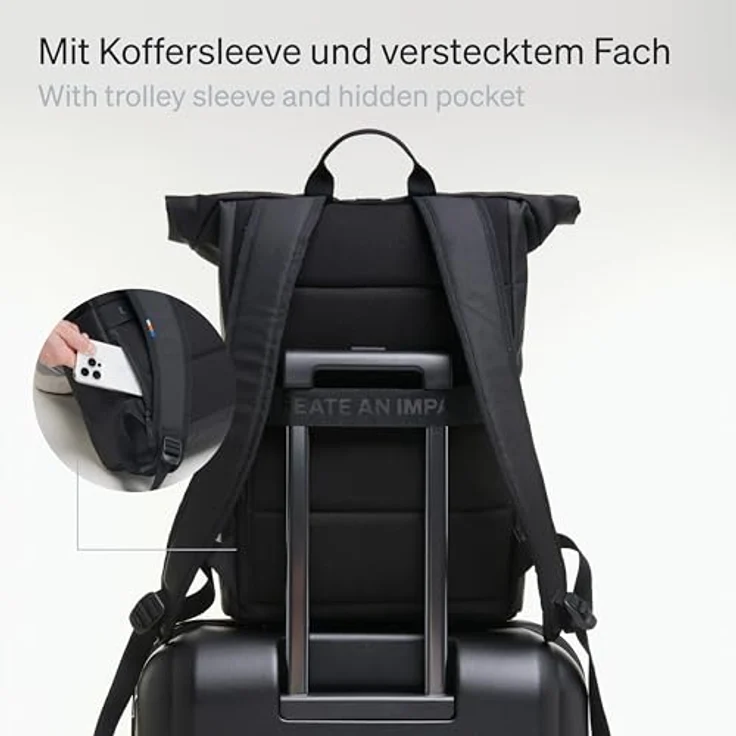 Got Bag Freizeitrucksack Rolltop Easy, 30 cm breit, 15 cm tief, schwarz – Bild 3
