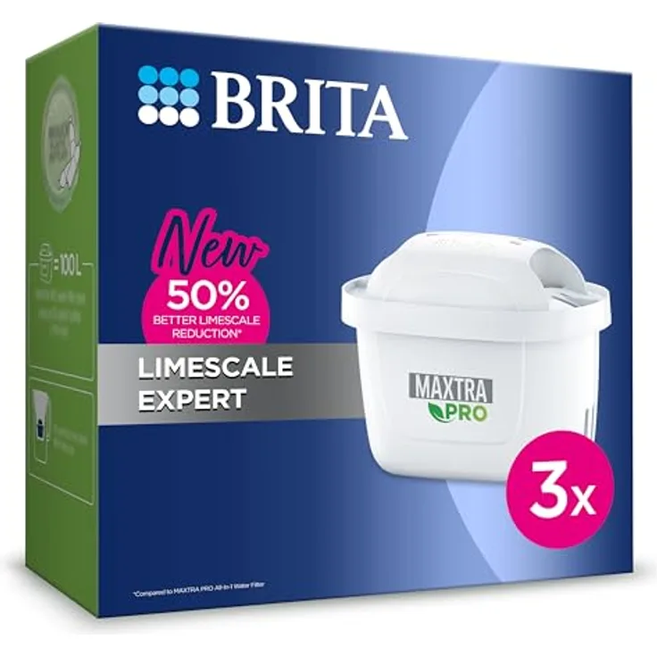 BRITA Maxtra Pro Kalk-Expert-Wasserfilterkartusche, 3er-Pack – reduziert Verunreinigungen, Chlor und Metalle