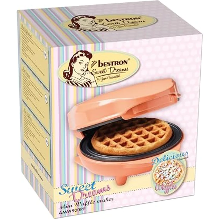 Bestron Mini-Waffeleisen für klassische Waffeln 10cm, inkl. Antihaftbeschichtung, ideal für Kinder, Orange – Bild 4