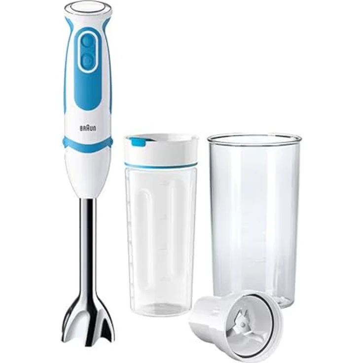 Braun MQ 5251 MultiQuick 5 Vario Stabmixer, 21 Geschwindigkeiten, 1000W, inkl. Mixbehälter (0,6L), blau, weiß – Bild 2